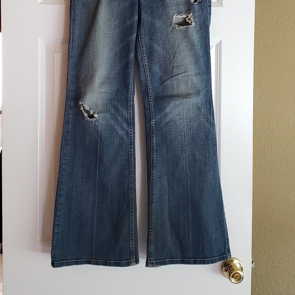 American Eagle (AE) Distress Stretch Hipster Bootcut Jeans - Picture 2 of 7